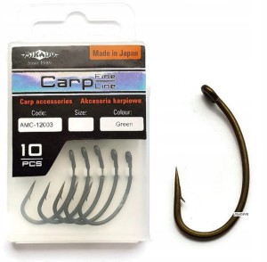 Mikado haczyki Karpiowe Carp Fine Teflon Green 8