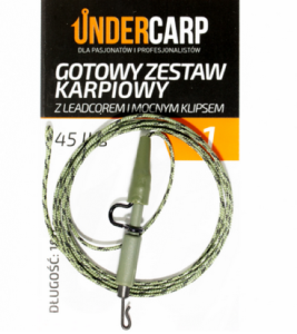 Undercarp gotowy zestaw karpiowy z leadcorem i mocnym klipsem 45 lbs / 100 cm zielony