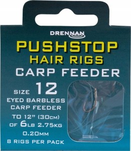 Haczyki z przyponem Drennan push stop carp feeder roz.12